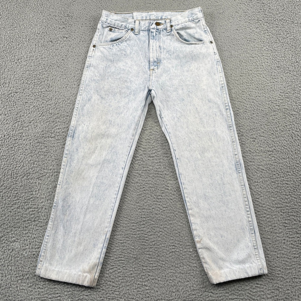 Wrangler Jeans Mens 30x26 Light Blue 96501HL Straight Leg Acid Wash Made in USA